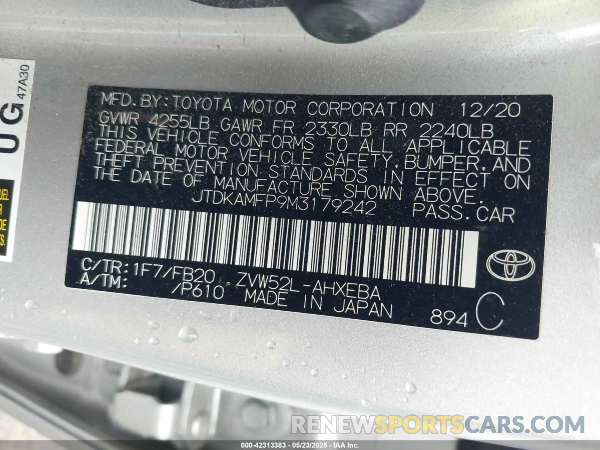 9 Photograph of a damaged car JTDKAMFP9M3179242 TOYOTA PRIUS PRIME 2021