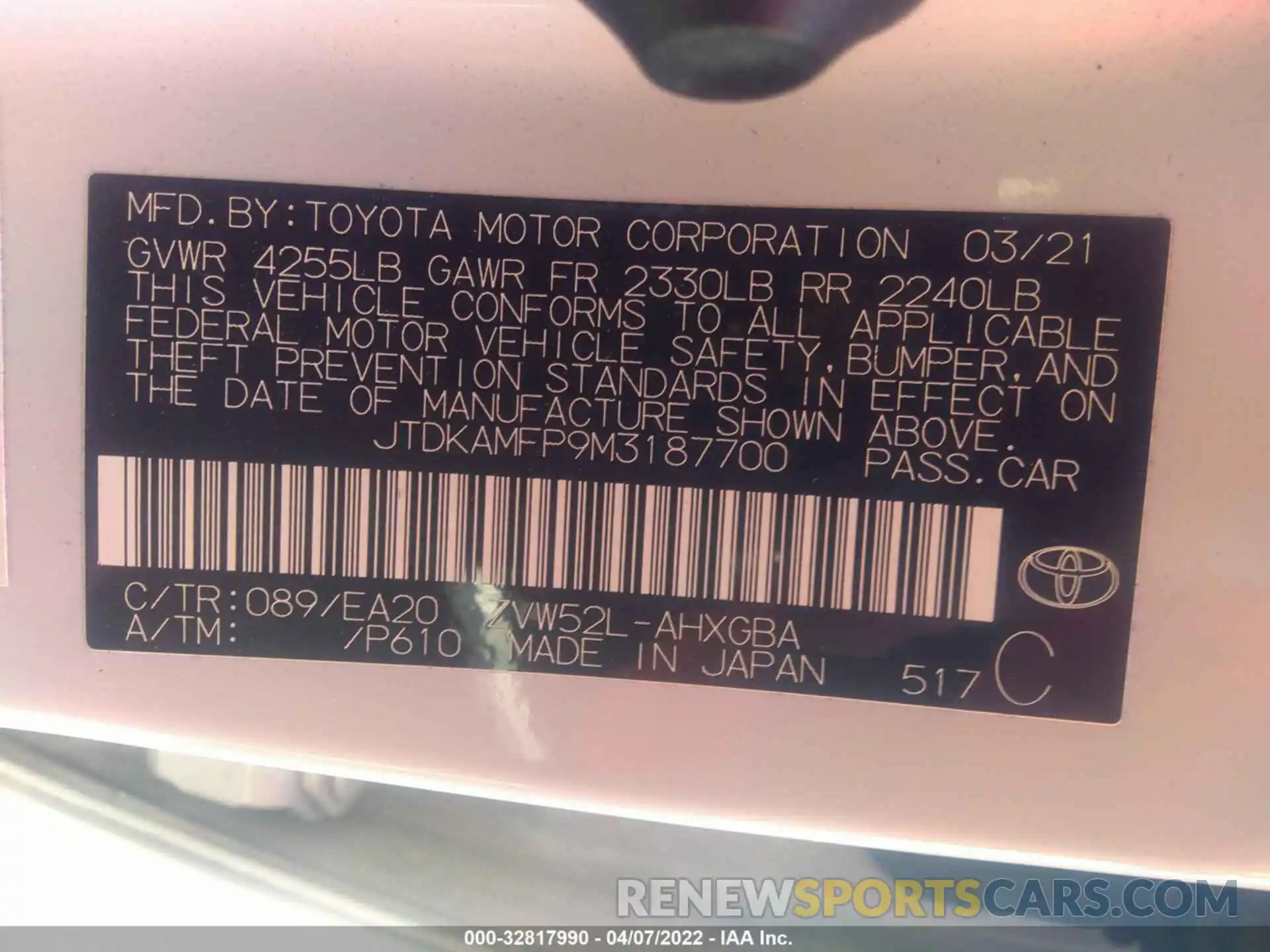 9 Photograph of a damaged car JTDKAMFP9M3187700 TOYOTA PRIUS PRIME 2021