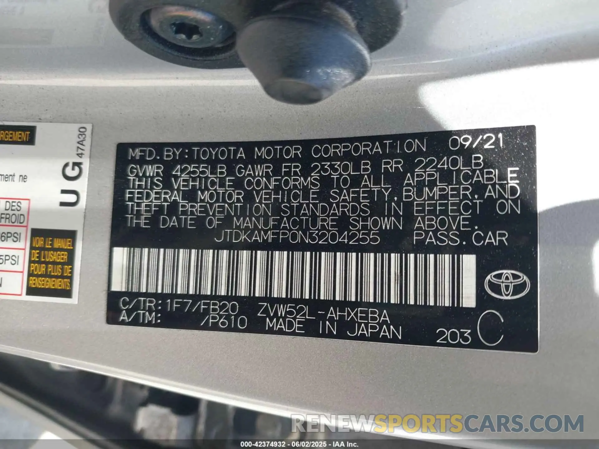 9 Photograph of a damaged car JTDKAMFP0N3204255 TOYOTA PRIUS PRIME 2022