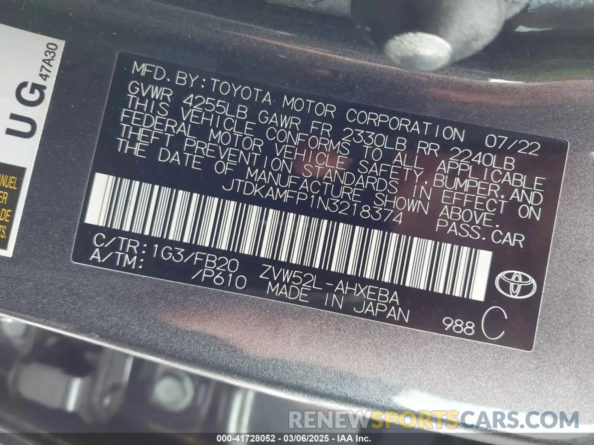9 Photograph of a damaged car JTDKAMFP1N3218374 TOYOTA PRIUS PRIME 2022