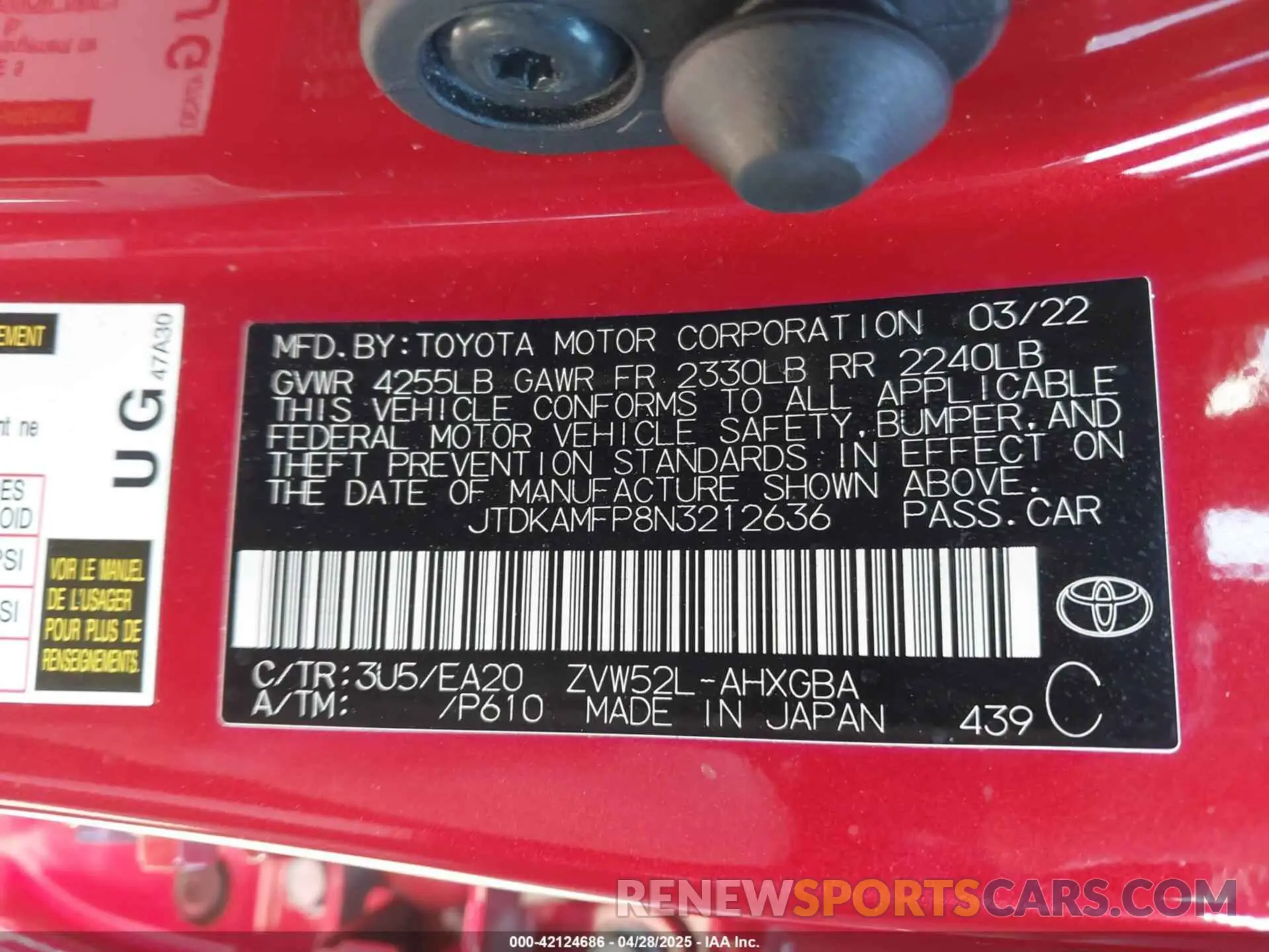 9 Photograph of a damaged car JTDKAMFP8N3212636 TOYOTA PRIUS PRIME 2022