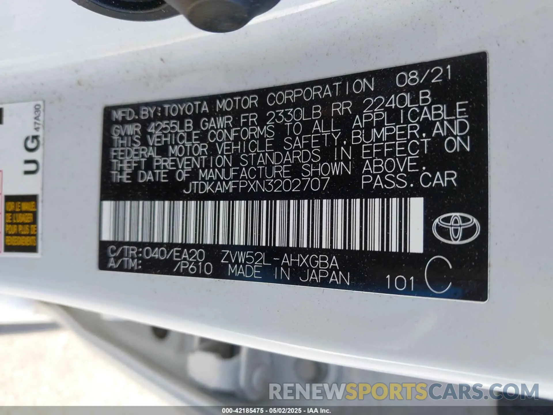 9 Photograph of a damaged car JTDKAMFPXN3202707 TOYOTA PRIUS PRIME 2022