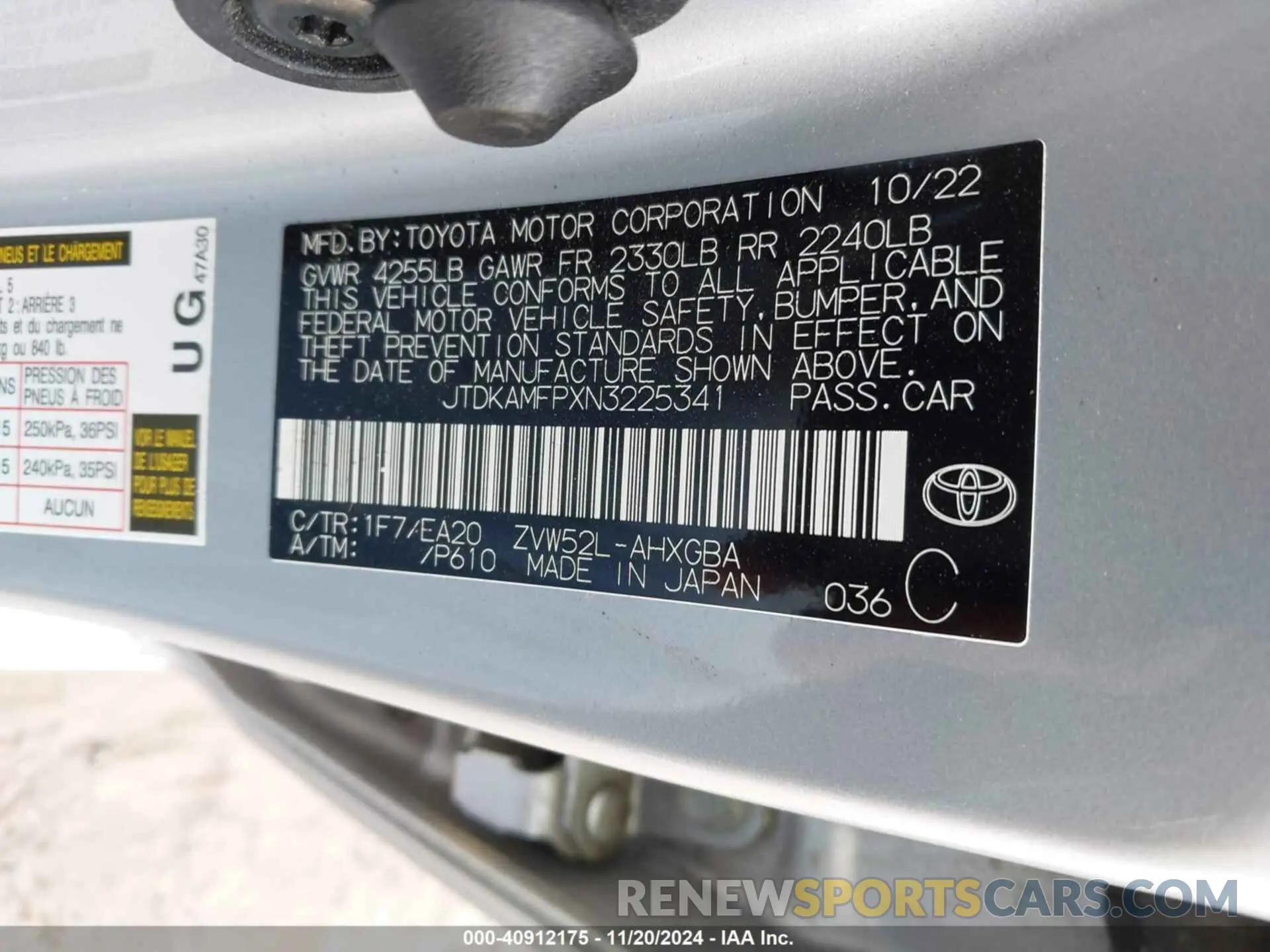9 Photograph of a damaged car JTDKAMFPXN3225341 TOYOTA PRIUS PRIME 2022