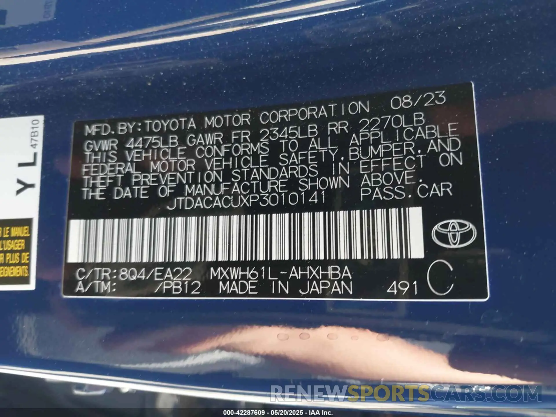 9 Photograph of a damaged car JTDACACUXP3010141 TOYOTA PRIUS PRIME 2023