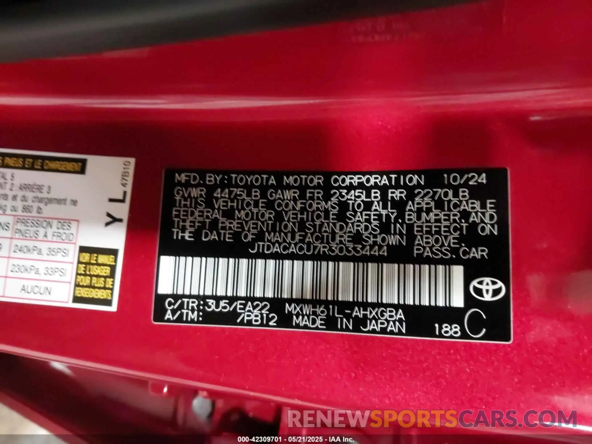 9 Photograph of a damaged car JTDACACU7R3033444 TOYOTA PRIUS PRIME 2024