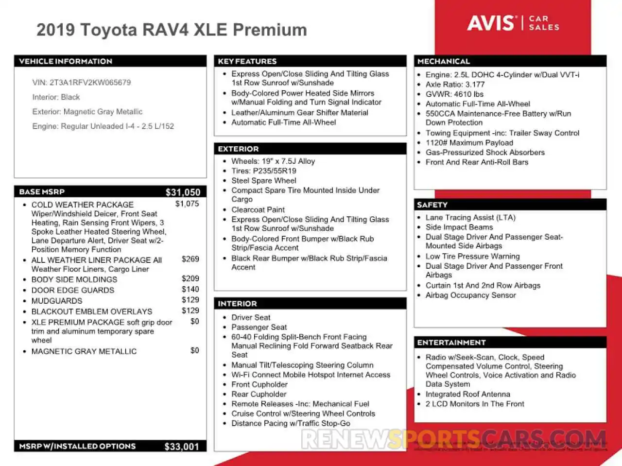 13 Photograph of a damaged car 2T3A1RFV2KW065679 TOYOTA RAV4 2019