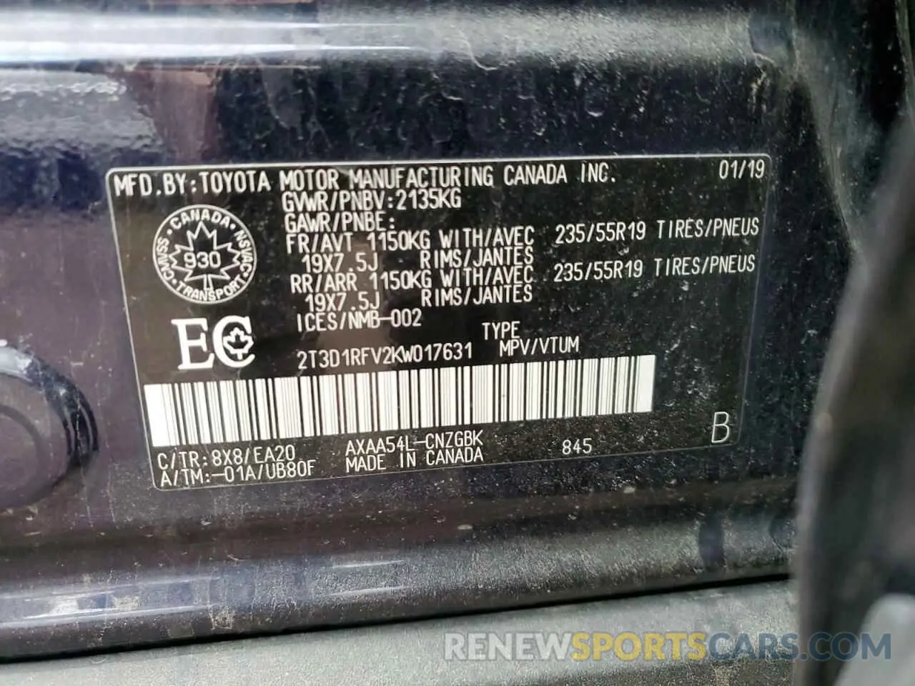 14 Photograph of a damaged car 2T3D1RFV2KW017631 TOYOTA RAV4 2019
