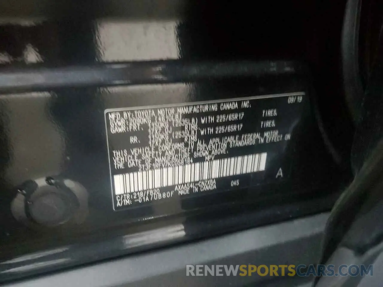 13 Photograph of a damaged car 2T3F1RFV7KC058184 TOYOTA RAV4 2019
