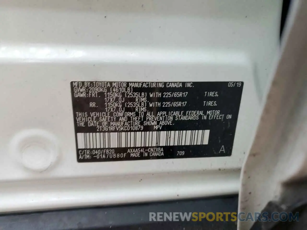 13 Photograph of a damaged car 2T3G1RFV5KC010879 TOYOTA RAV4 2019