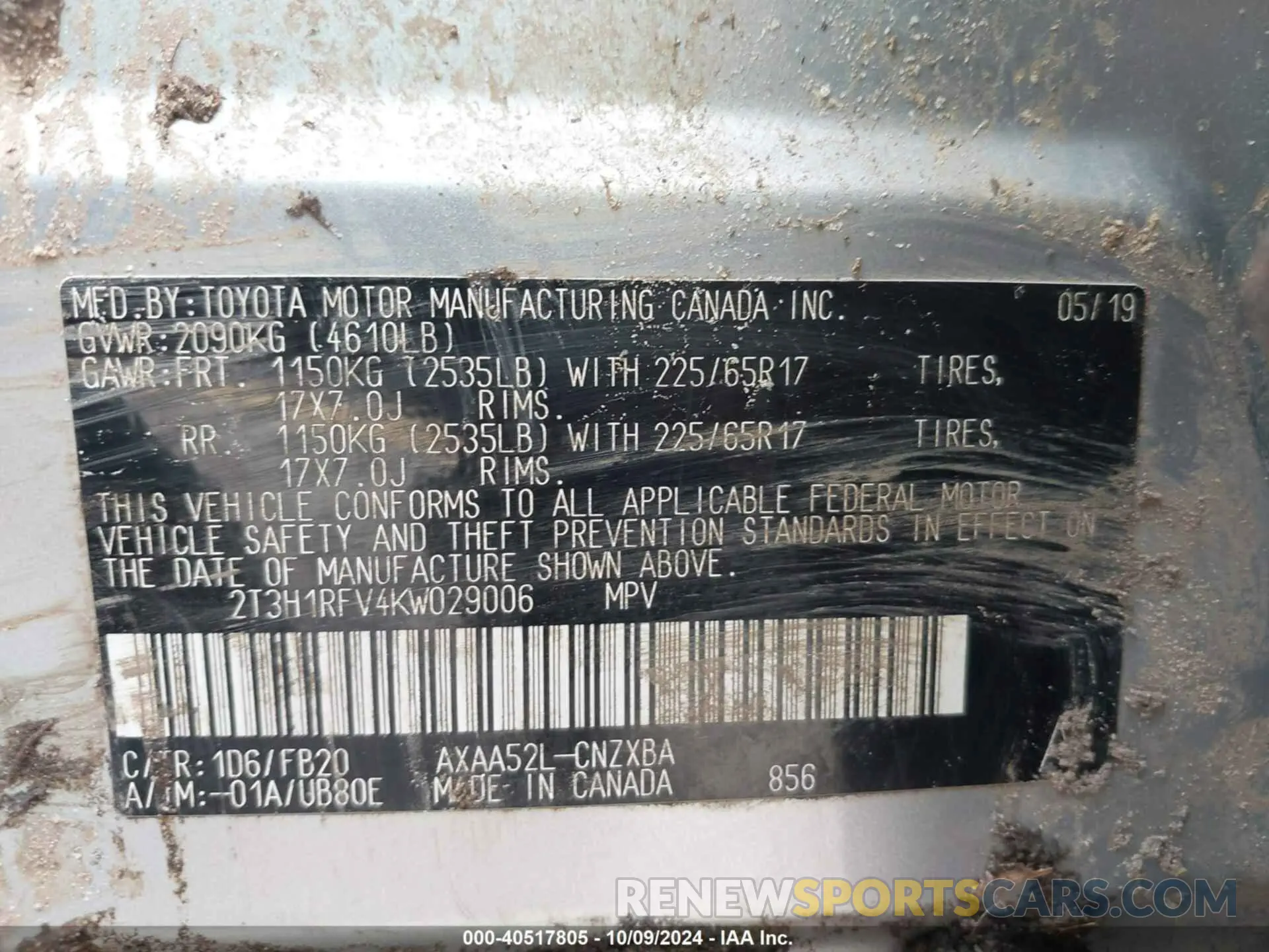9 Photograph of a damaged car 2T3H1RFV4KW029006 TOYOTA RAV4 2019