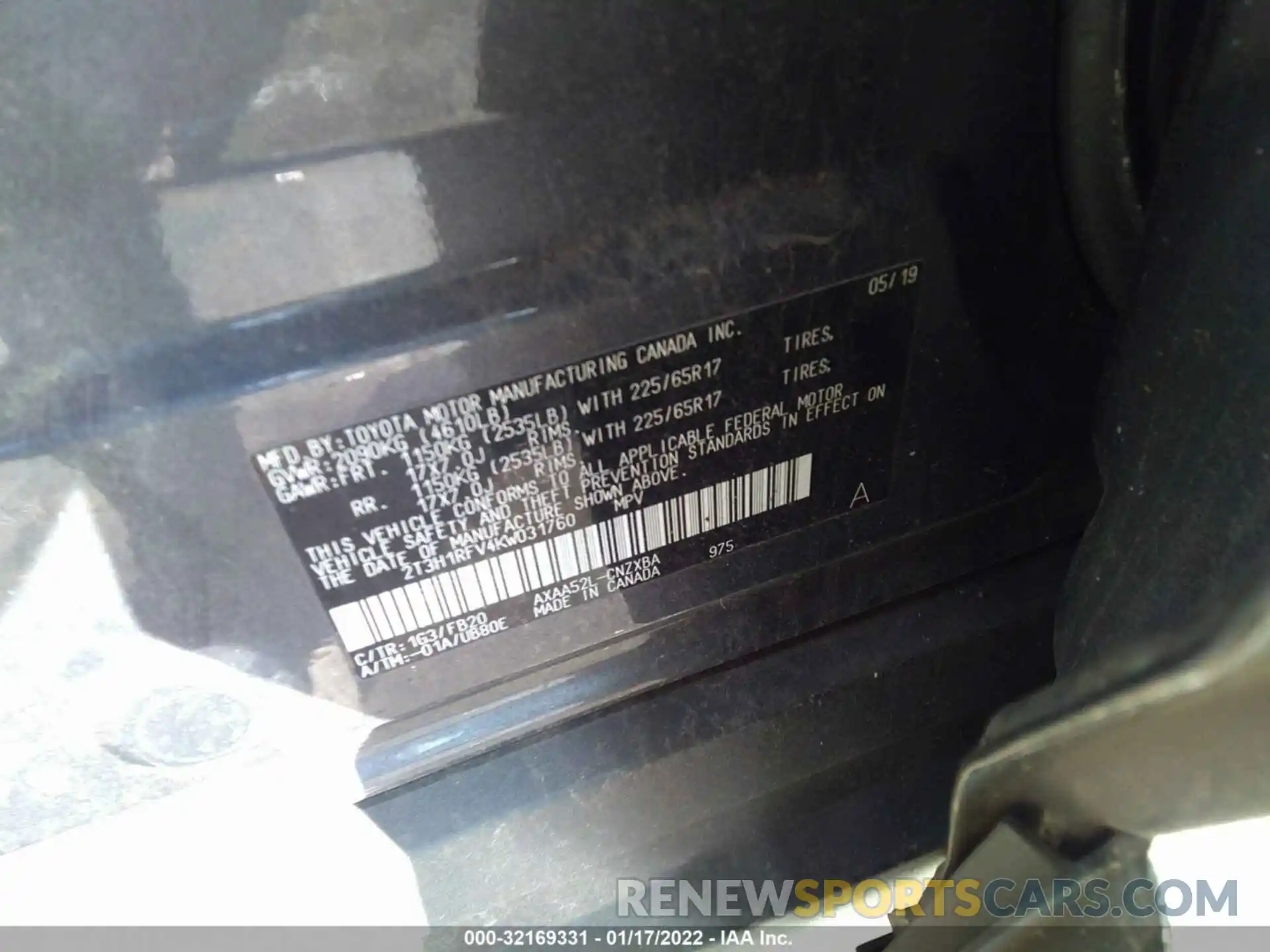 9 Photograph of a damaged car 2T3H1RFV4KW031760 TOYOTA RAV4 2019