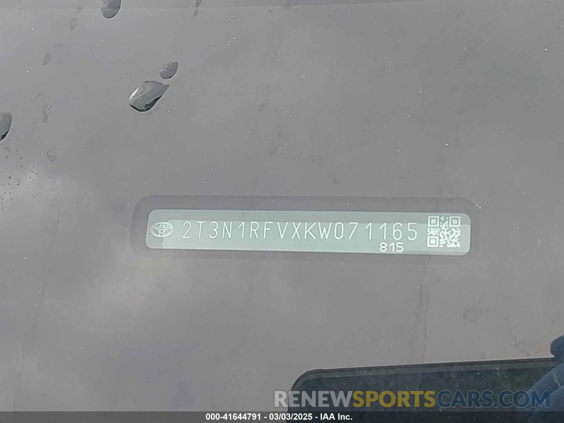 9 Photograph of a damaged car 2T3N1RFVXKW071165 TOYOTA RAV4 2019