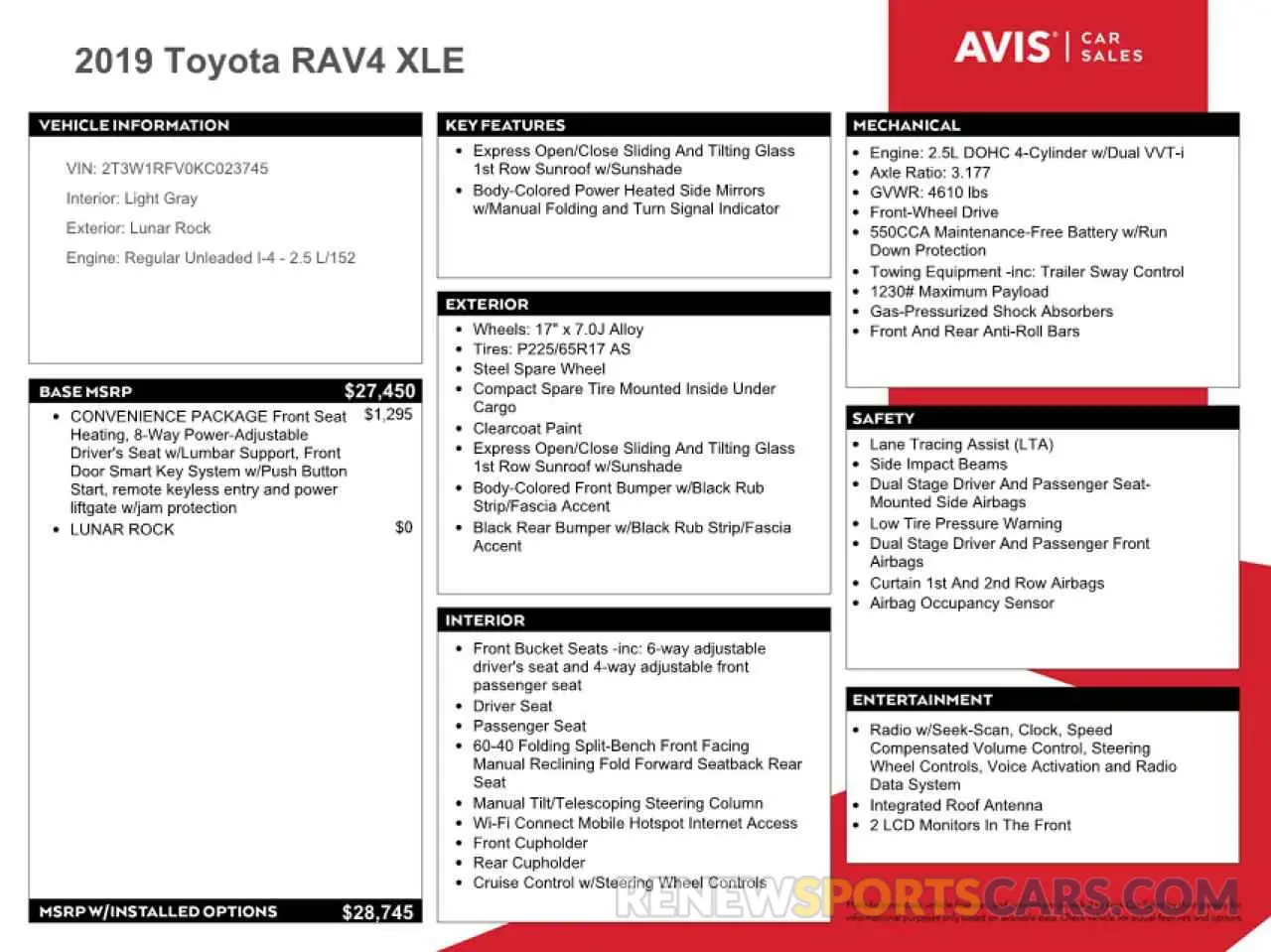 13 Photograph of a damaged car 2T3W1RFV0KC023745 TOYOTA RAV4 2019