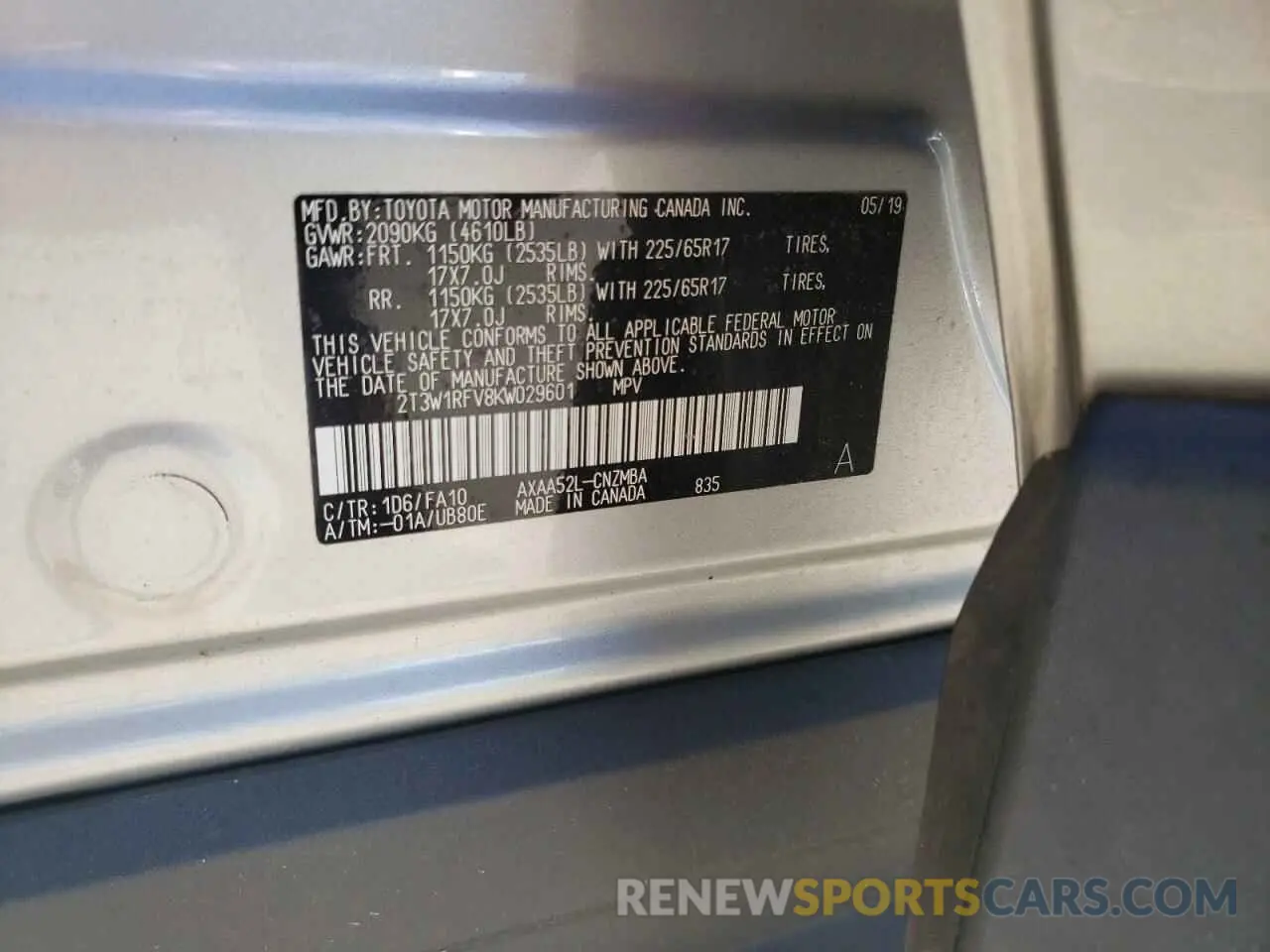 14 Photograph of a damaged car 2T3W1RFV8KW029601 TOYOTA RAV4 2019