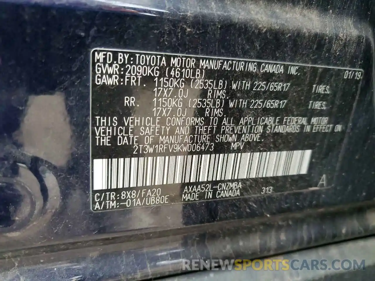 14 Photograph of a damaged car 2T3W1RFV9KW006473 TOYOTA RAV4 2019