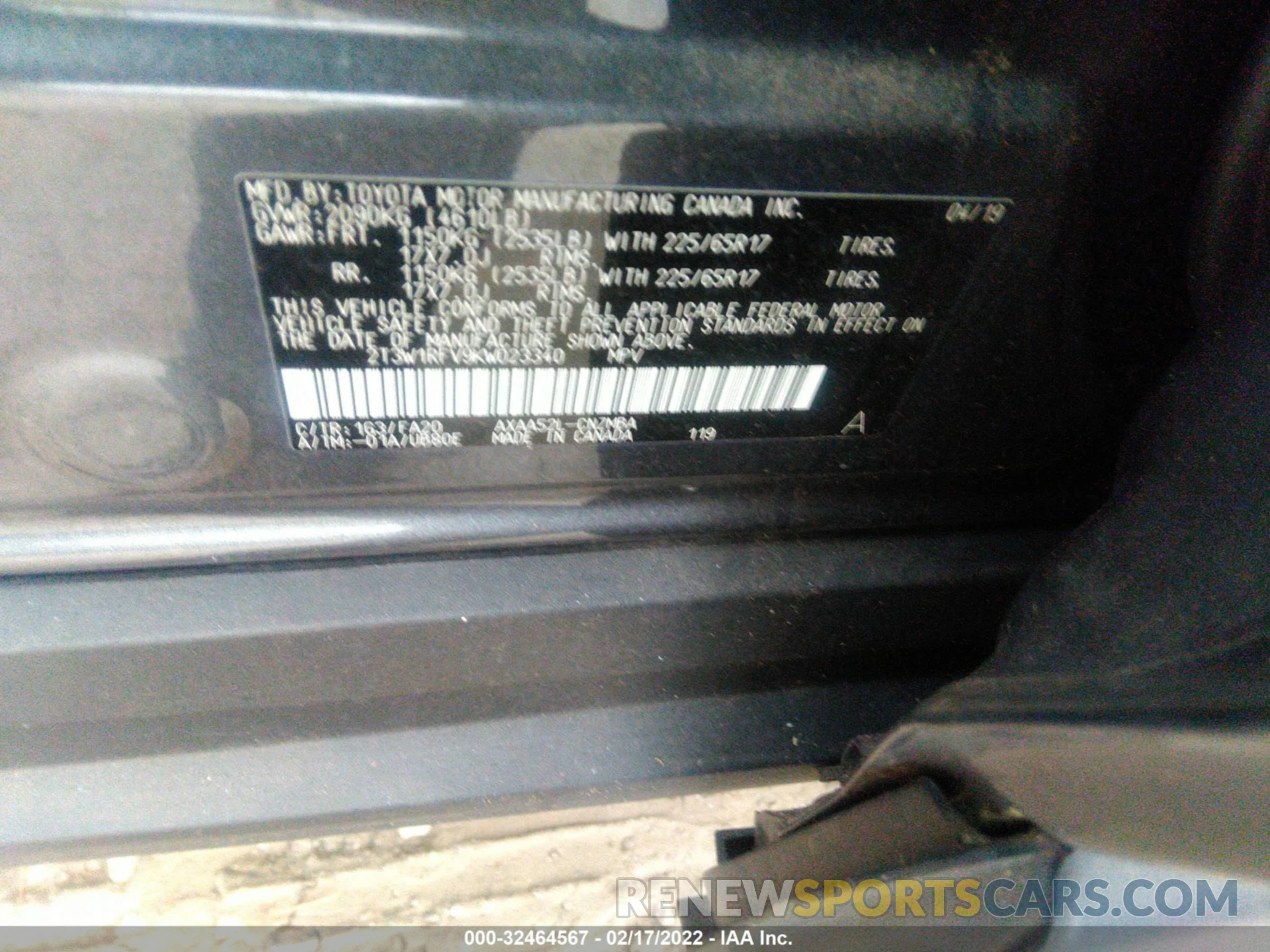 9 Photograph of a damaged car 2T3W1RFV9KW023340 TOYOTA RAV4 2019