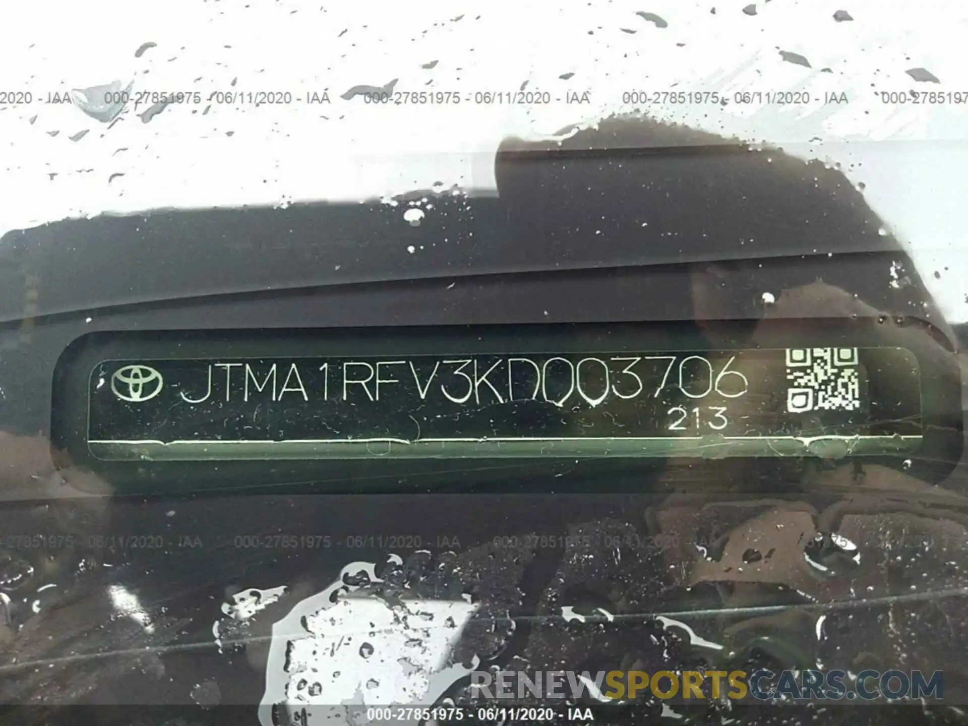 9 Photograph of a damaged car JTMA1RFV3KD003706 TOYOTA RAV4 2019