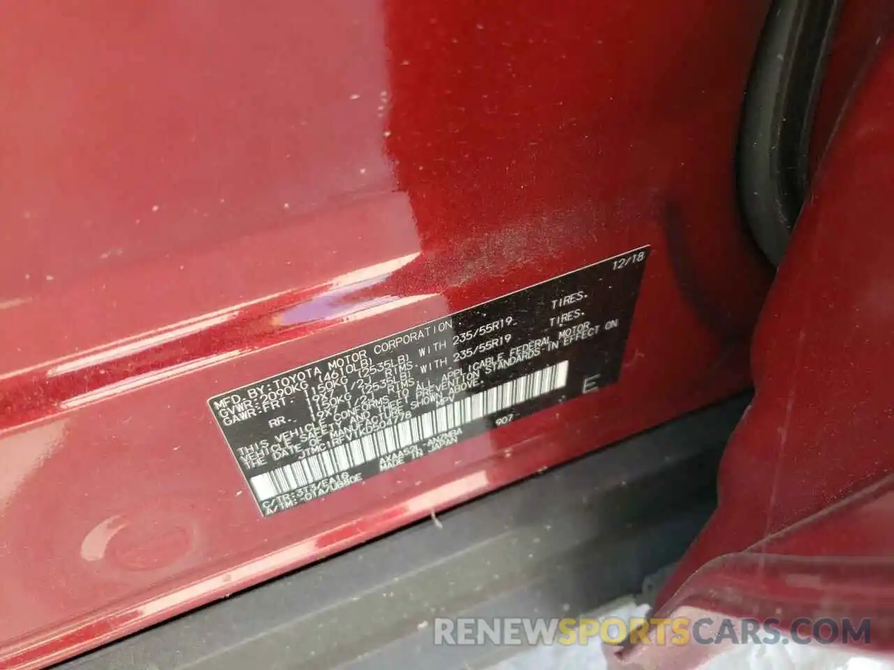 10 Photograph of a damaged car JTMC1RFV1KD504778 TOYOTA RAV4 2019