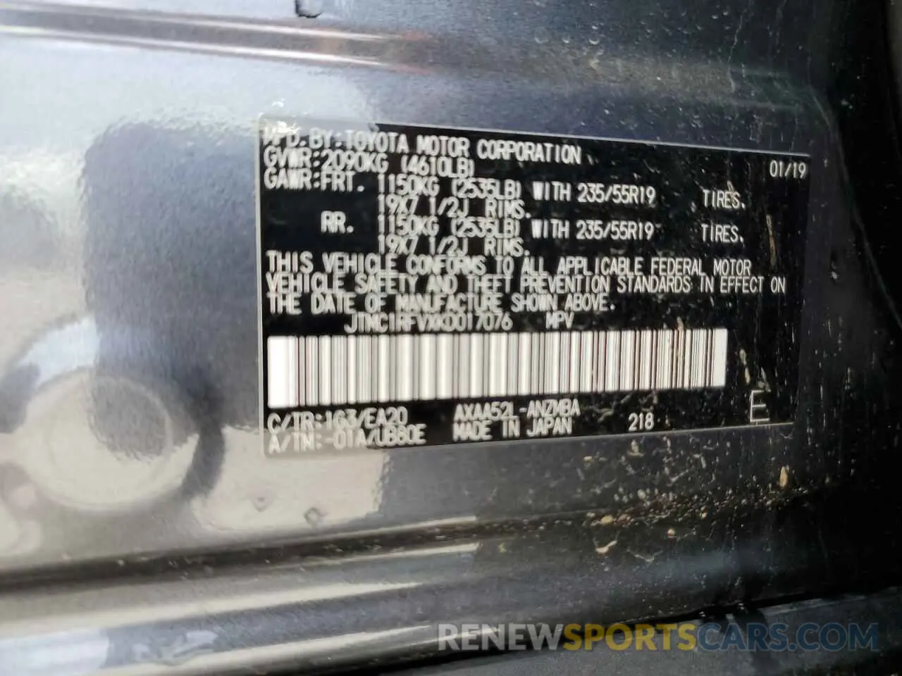 13 Photograph of a damaged car JTMC1RFVXKD017076 TOYOTA RAV4 2019