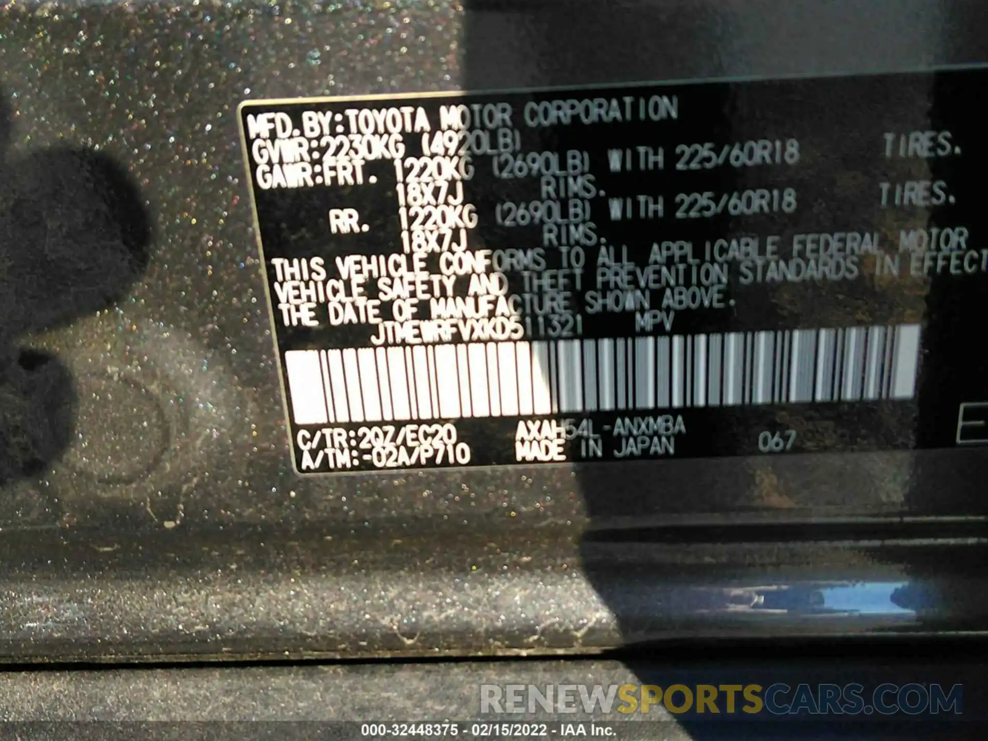 9 Photograph of a damaged car JTMEWRFVXKD511321 TOYOTA RAV4 2019