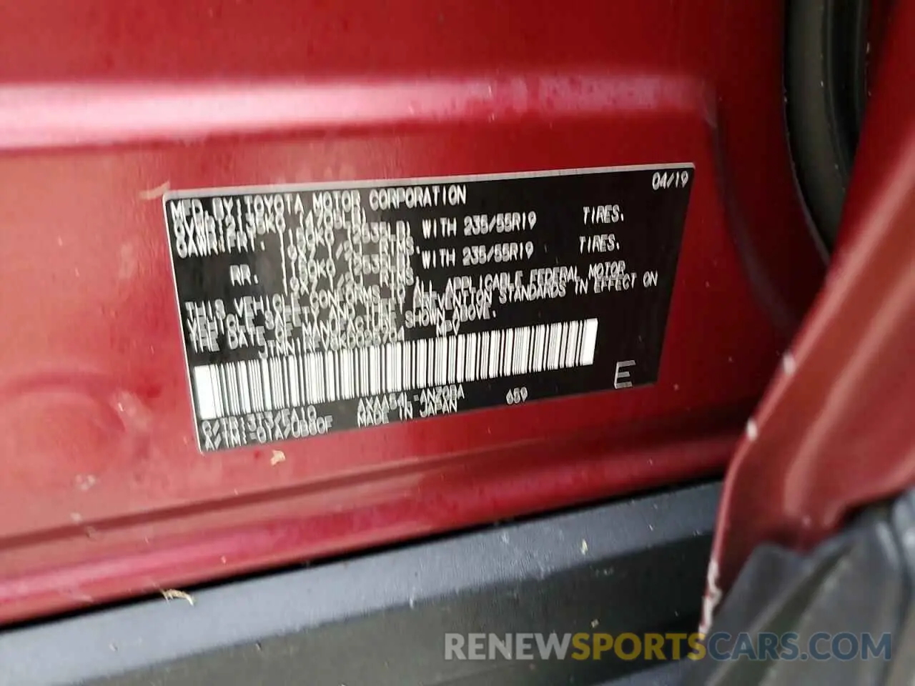 14 Photograph of a damaged car JTMN1RFV8KD025704 TOYOTA RAV4 2019