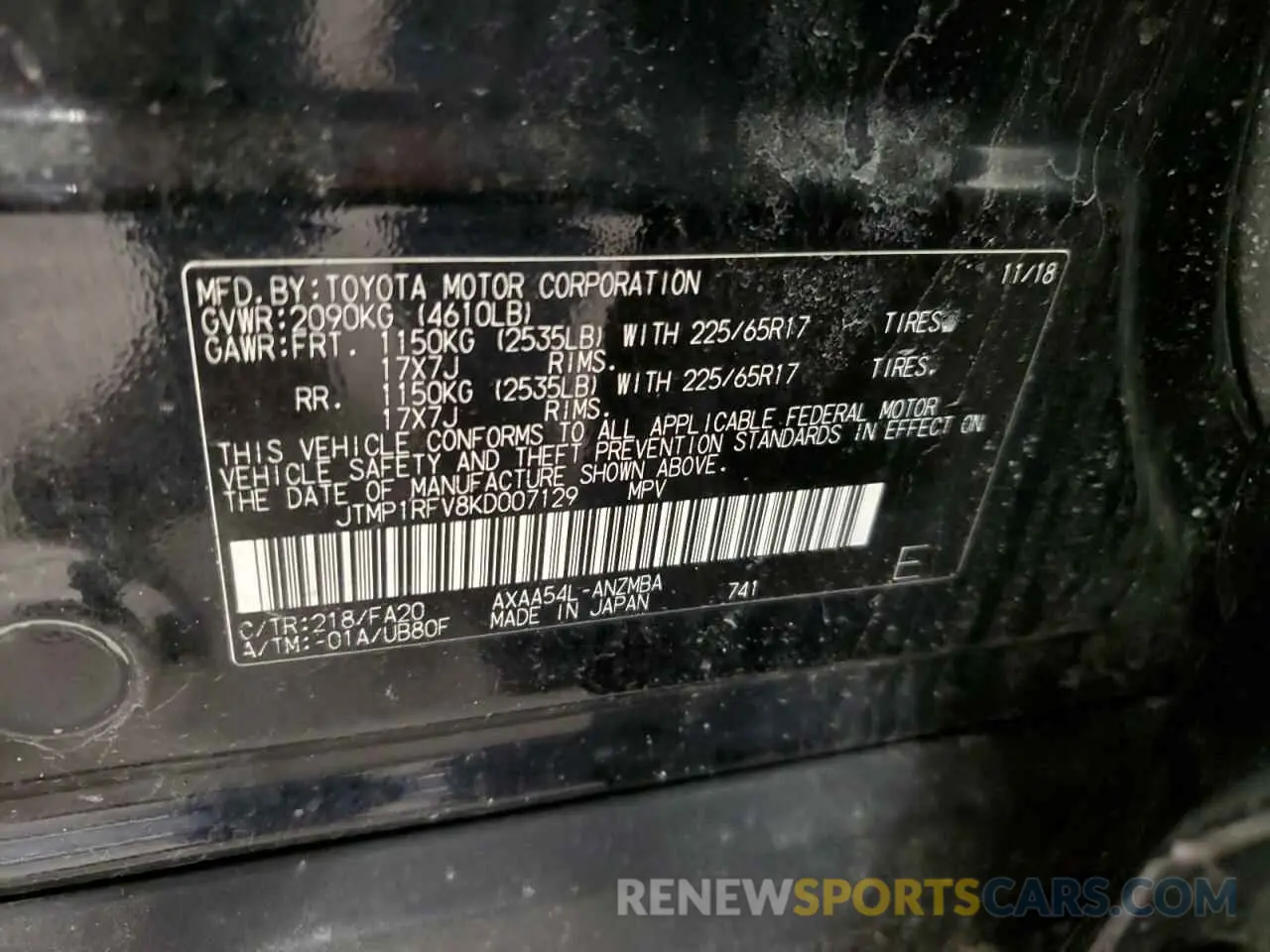 15 Photograph of a damaged car JTMP1RFV8KD007129 TOYOTA RAV4 2019
