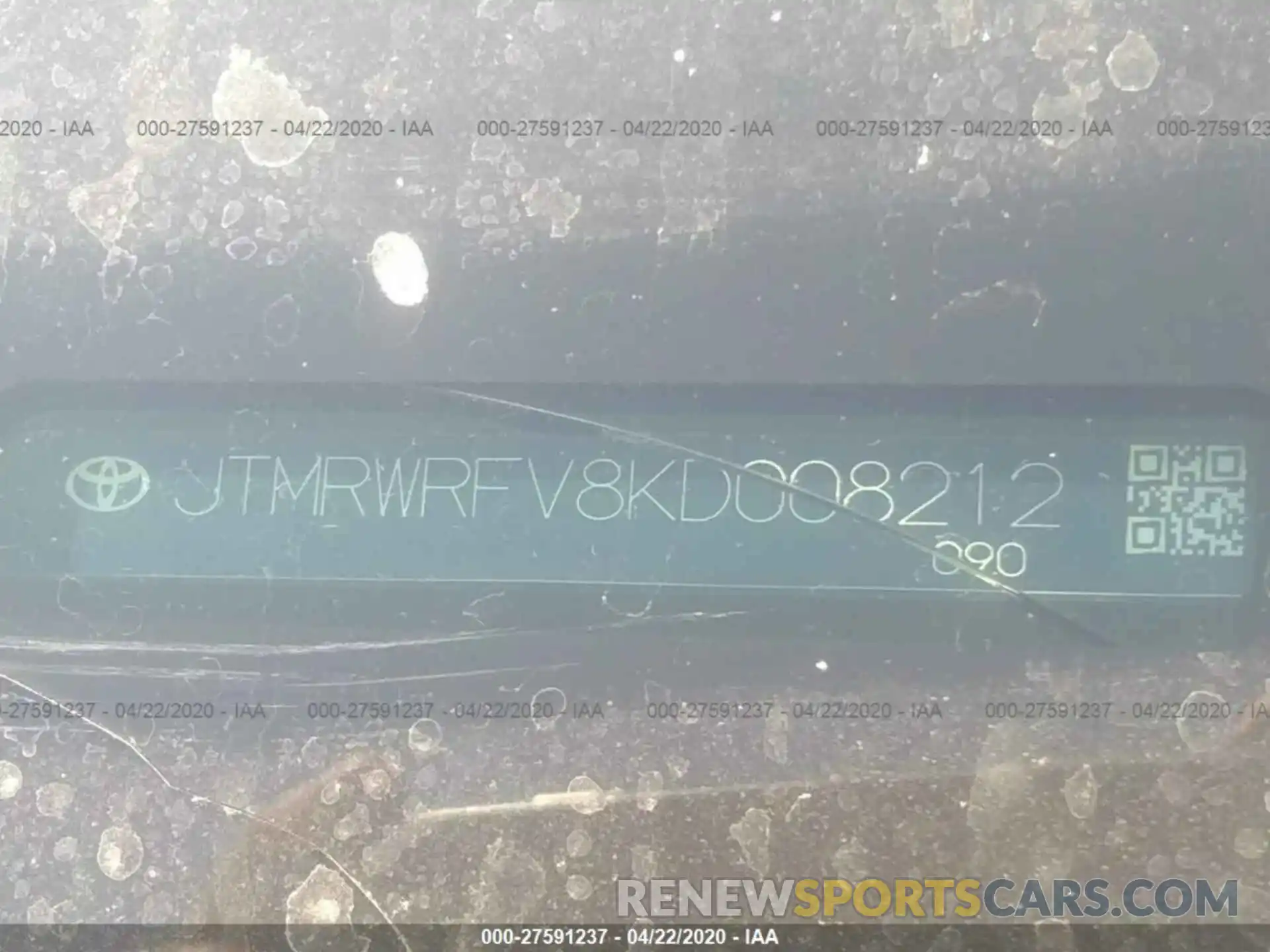 9 Photograph of a damaged car JTMRWRFV8KD008212 TOYOTA RAV4 2019