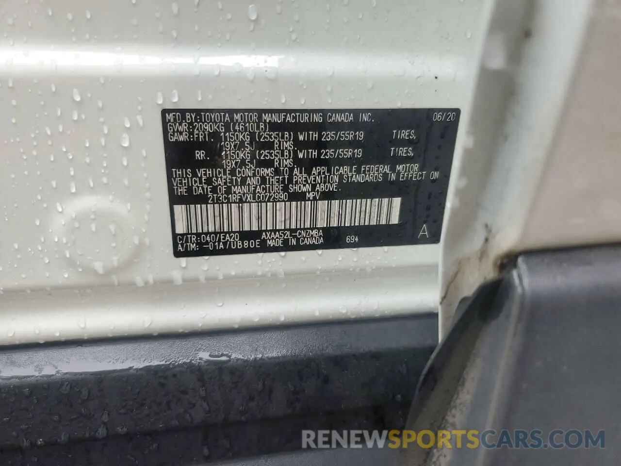 14 Photograph of a damaged car 2T3C1RFVXLC072990 TOYOTA RAV4 2020