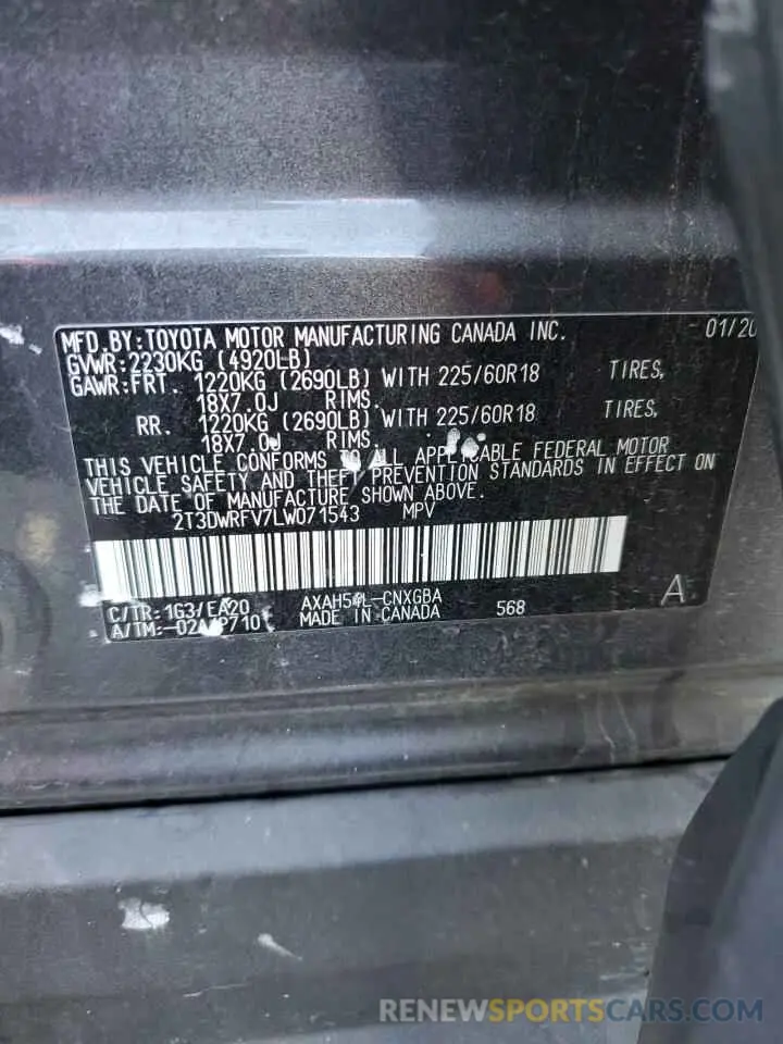 13 Photograph of a damaged car 2T3DWRFV7LW071543 TOYOTA RAV4 2020