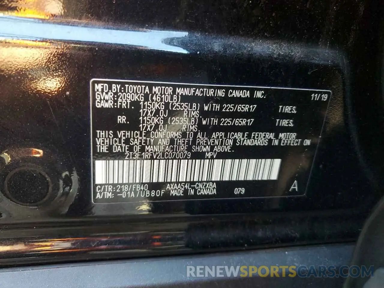 15 Photograph of a damaged car 2T3F1RFV2LC070079 TOYOTA RAV4 2020