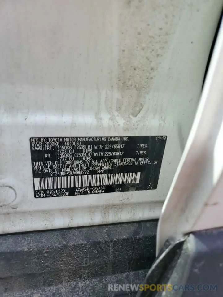 14 Photograph of a damaged car 2T3F1RFV3LW088282 TOYOTA RAV4 2020