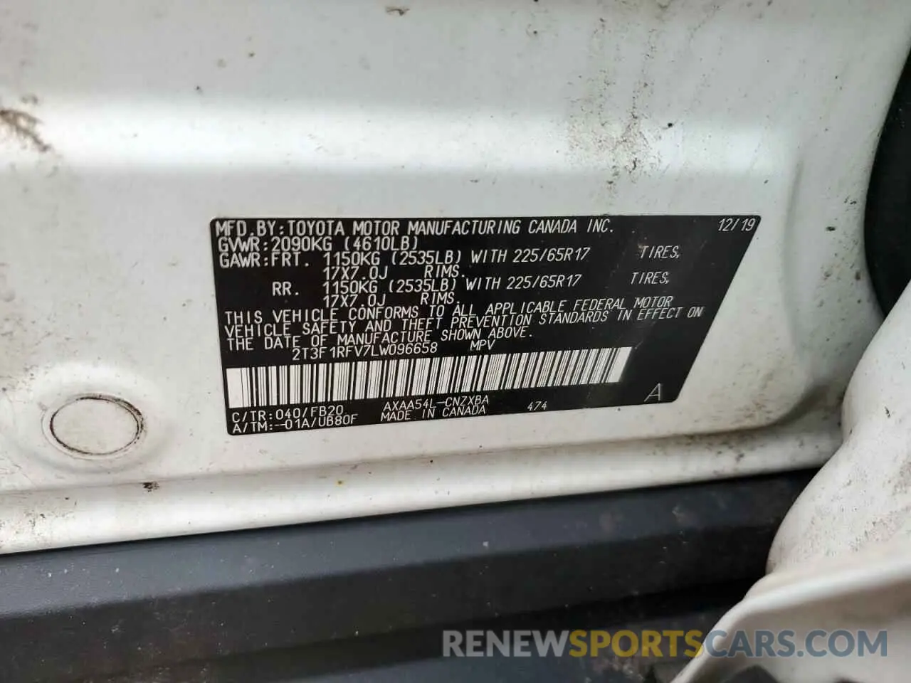 15 Photograph of a damaged car 2T3F1RFV7LW096658 TOYOTA RAV4 2020