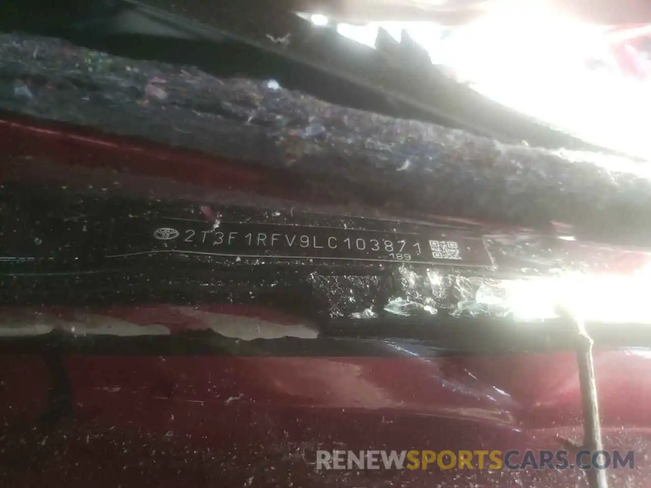 13 Photograph of a damaged car 2T3F1RFV9LC103871 TOYOTA RAV4 2020