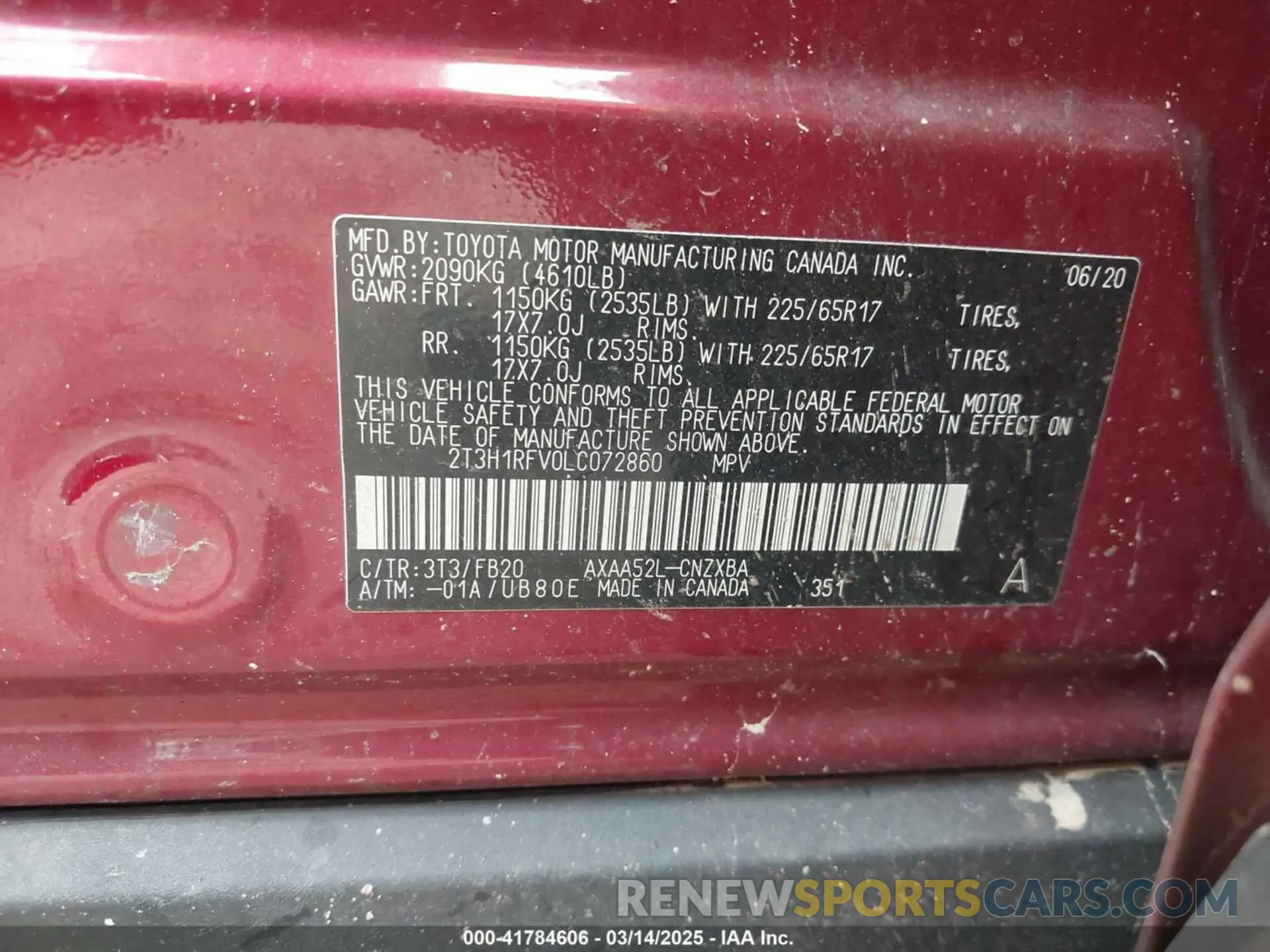 9 Photograph of a damaged car 2T3H1RFV0LC072860 TOYOTA RAV4 2020