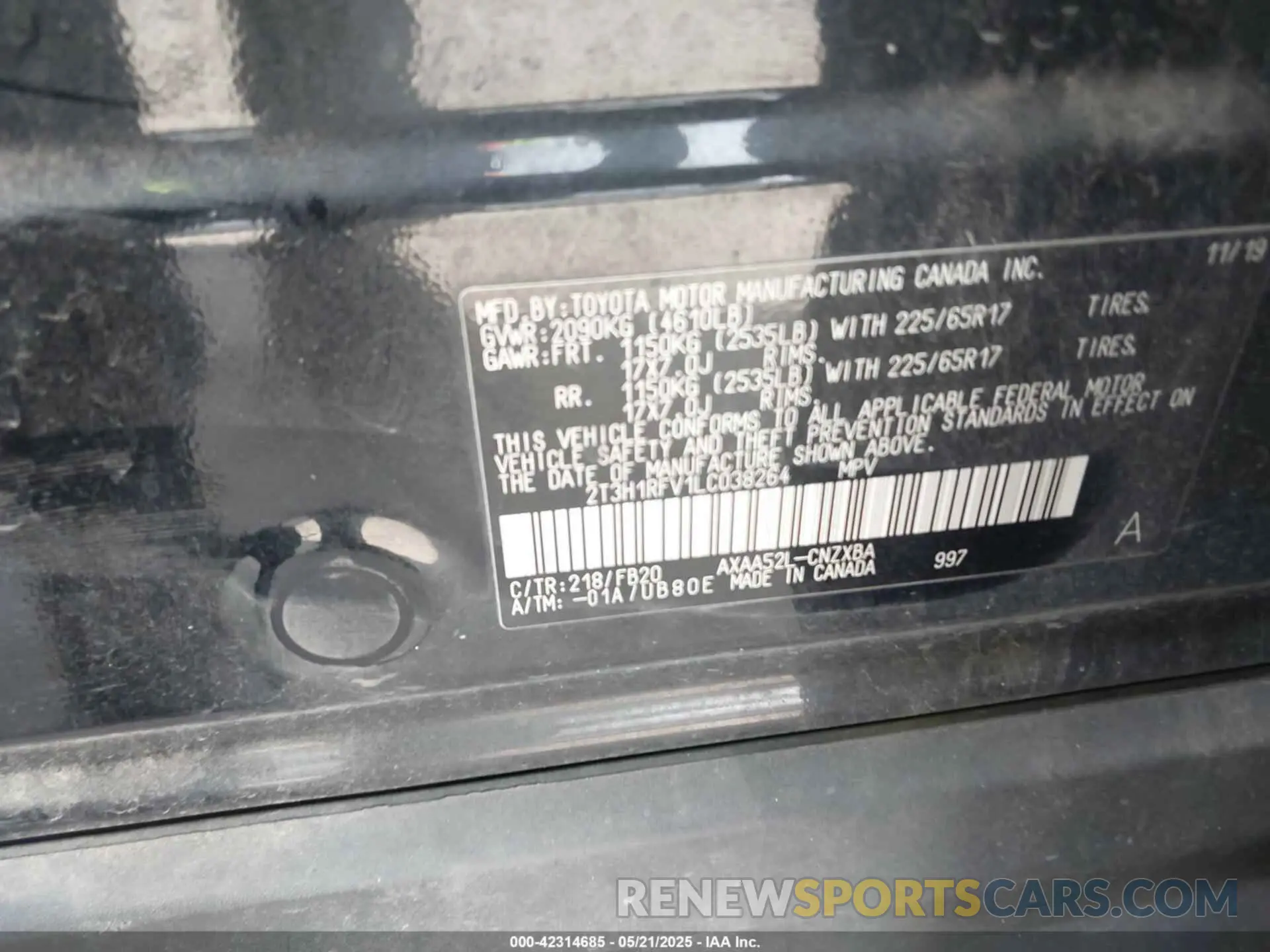 9 Photograph of a damaged car 2T3H1RFV1LC038264 TOYOTA RAV4 2020