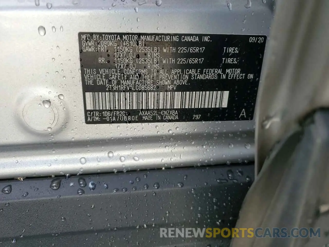 14 Photograph of a damaged car 2T3H1RFV1LC085682 TOYOTA RAV4 2020