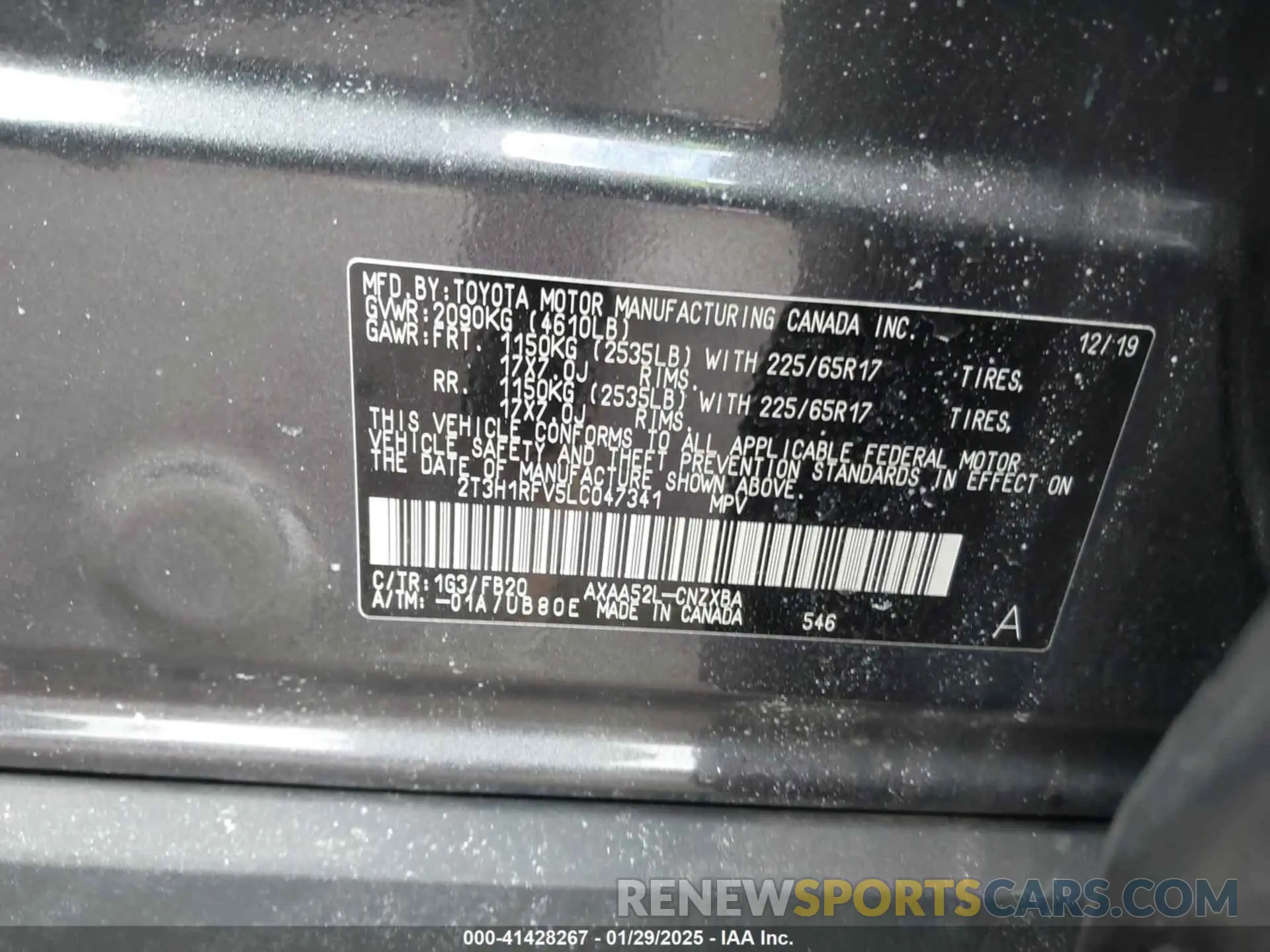 9 Photograph of a damaged car 2T3H1RFV5LC047341 TOYOTA RAV4 2020