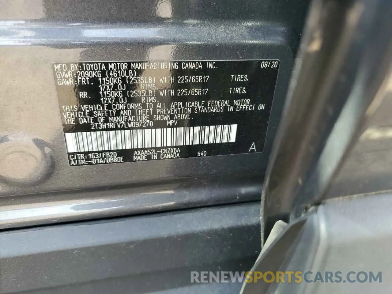 15 Photograph of a damaged car 2T3H1RFV7LW097270 TOYOTA RAV4 2020