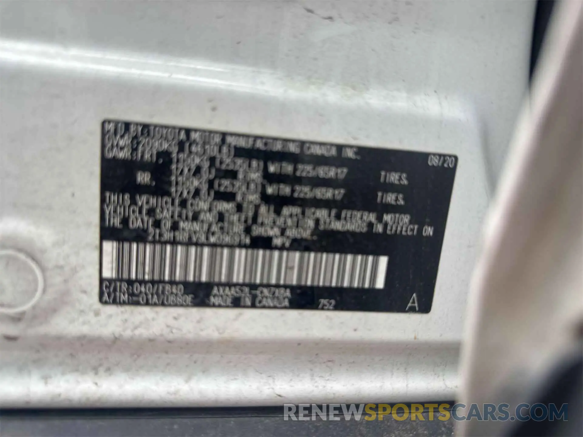 14 Photograph of a damaged car 2T3H1RFV9LW096914 TOYOTA RAV4 2020