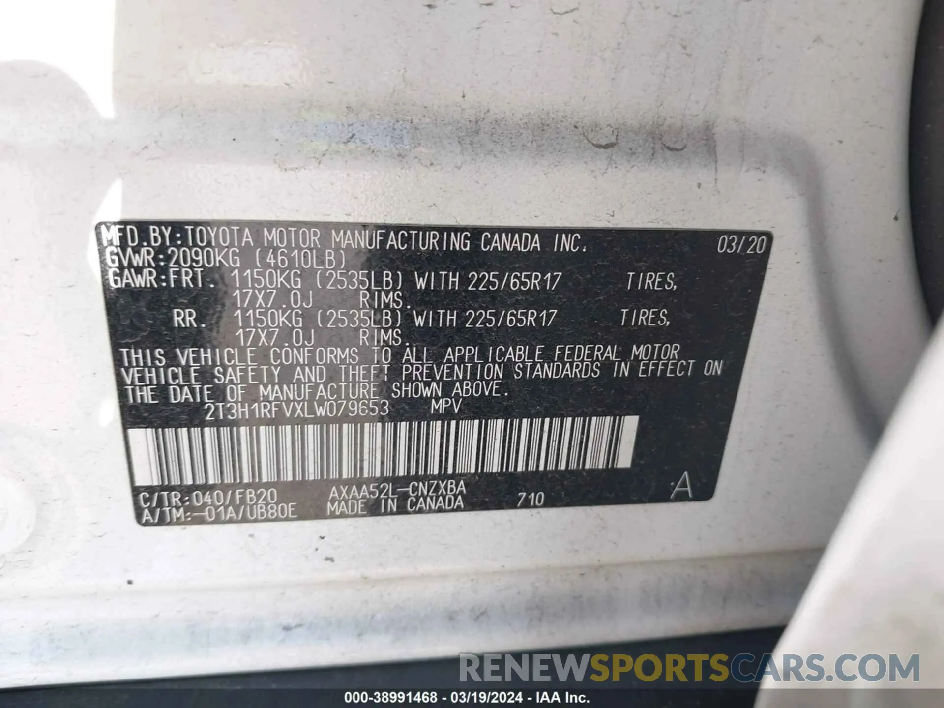 9 Photograph of a damaged car 2T3H1RFVXLW079653 TOYOTA RAV4 2020