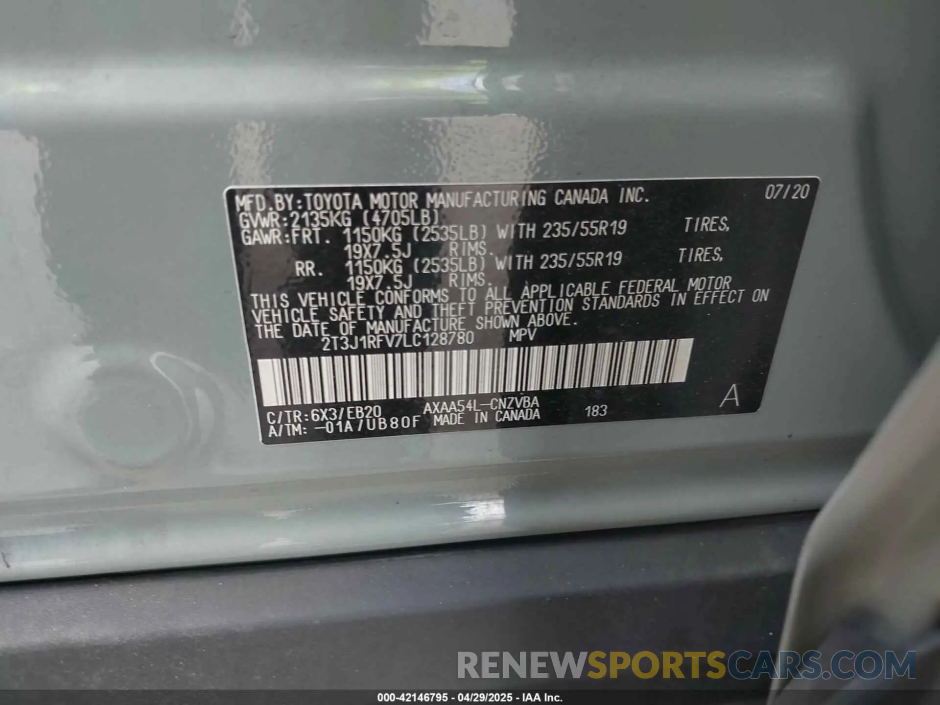 9 Photograph of a damaged car 2T3J1RFV7LC128780 TOYOTA RAV4 2020