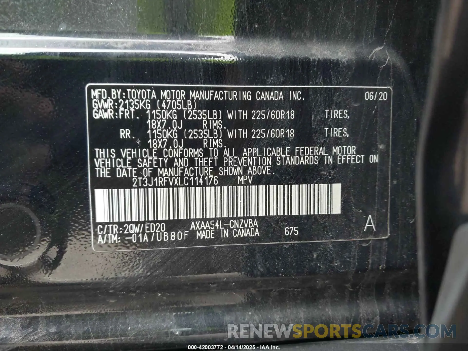9 Photograph of a damaged car 2T3J1RFVXLC114176 TOYOTA RAV4 2020