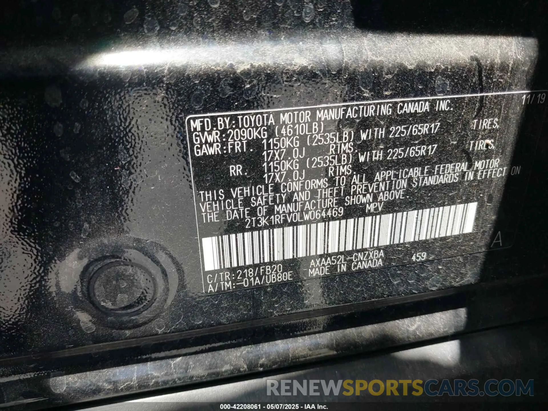 9 Photograph of a damaged car 2T3K1RFV0LW064469 TOYOTA RAV4 2020