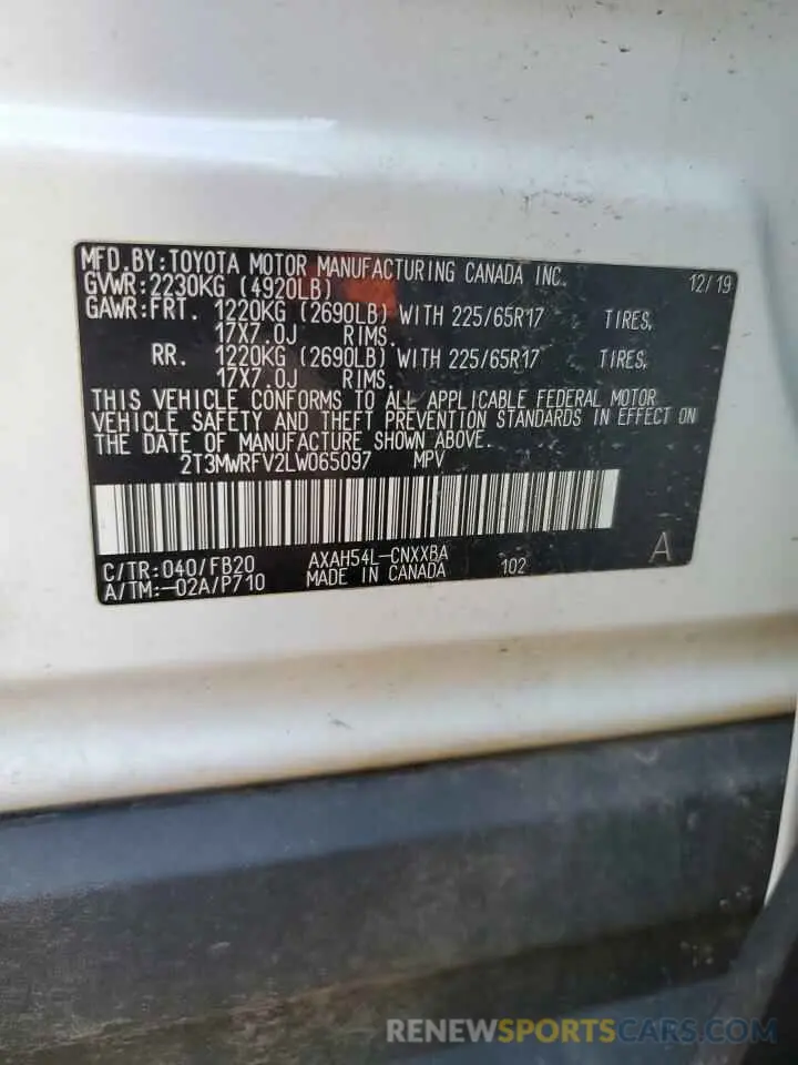 12 Photograph of a damaged car 2T3MWRFV2LW065097 TOYOTA RAV4 2020