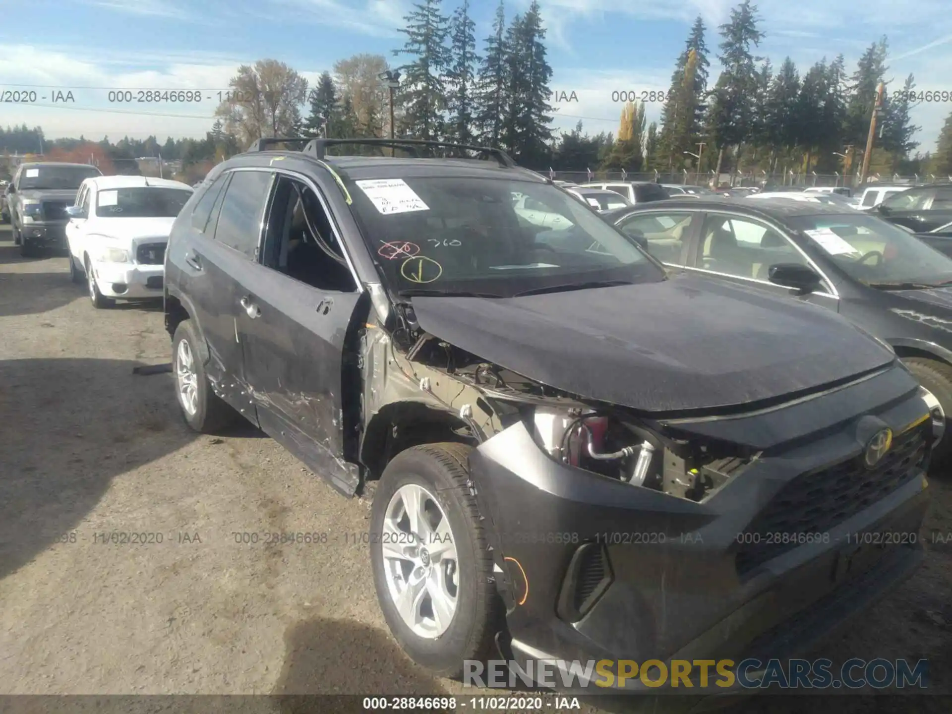 1 Photograph of a damaged car 2T3MWRFV9LW048457 TOYOTA RAV4 2020