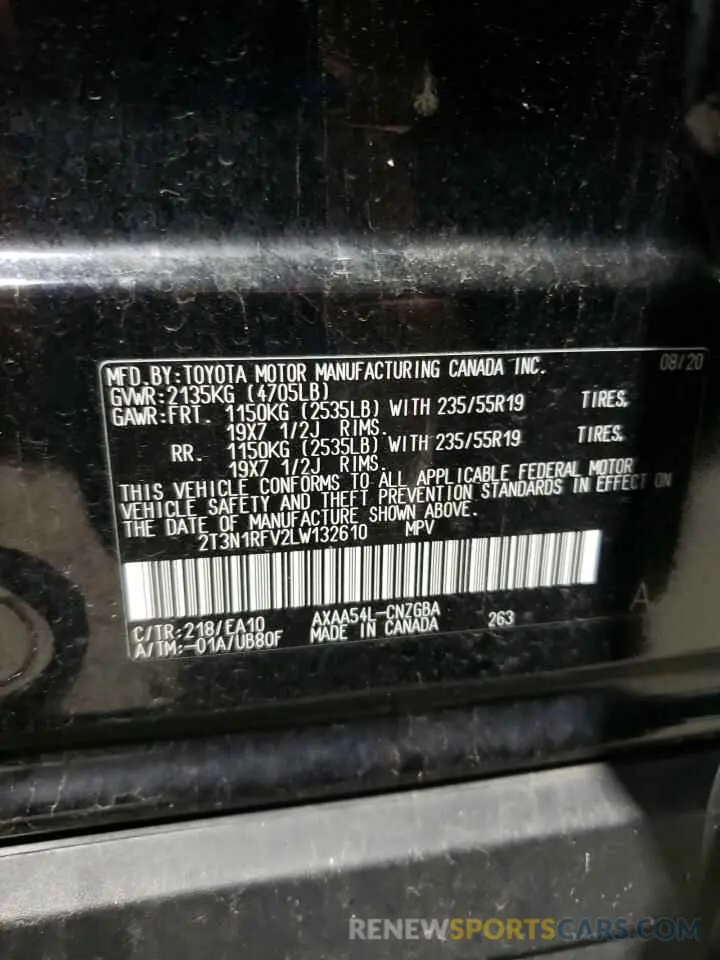 14 Photograph of a damaged car 2T3N1RFV2LW132610 TOYOTA RAV4 2020