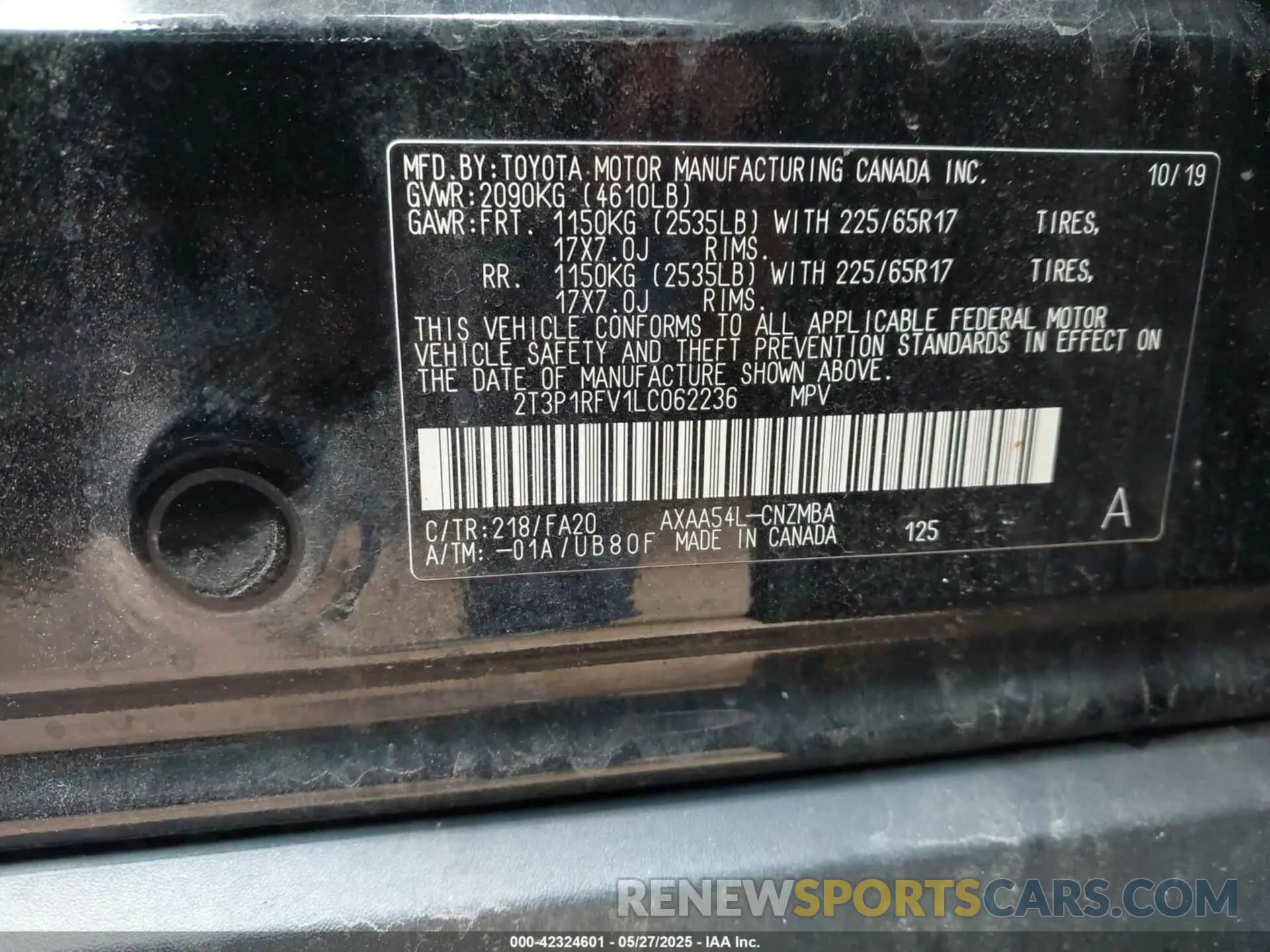 9 Photograph of a damaged car 2T3P1RFV1LC062236 TOYOTA RAV4 2020