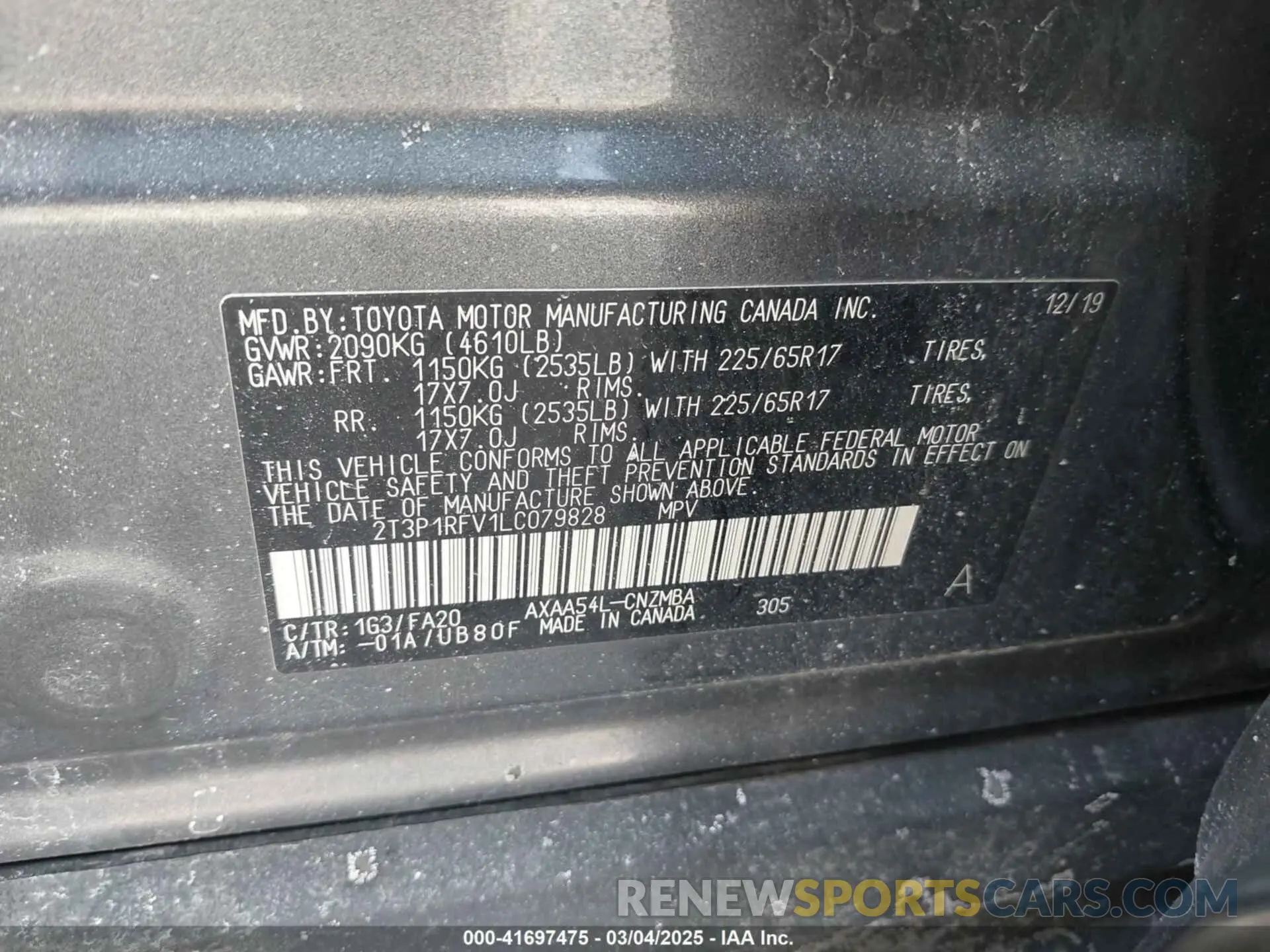 9 Photograph of a damaged car 2T3P1RFV1LC079828 TOYOTA RAV4 2020