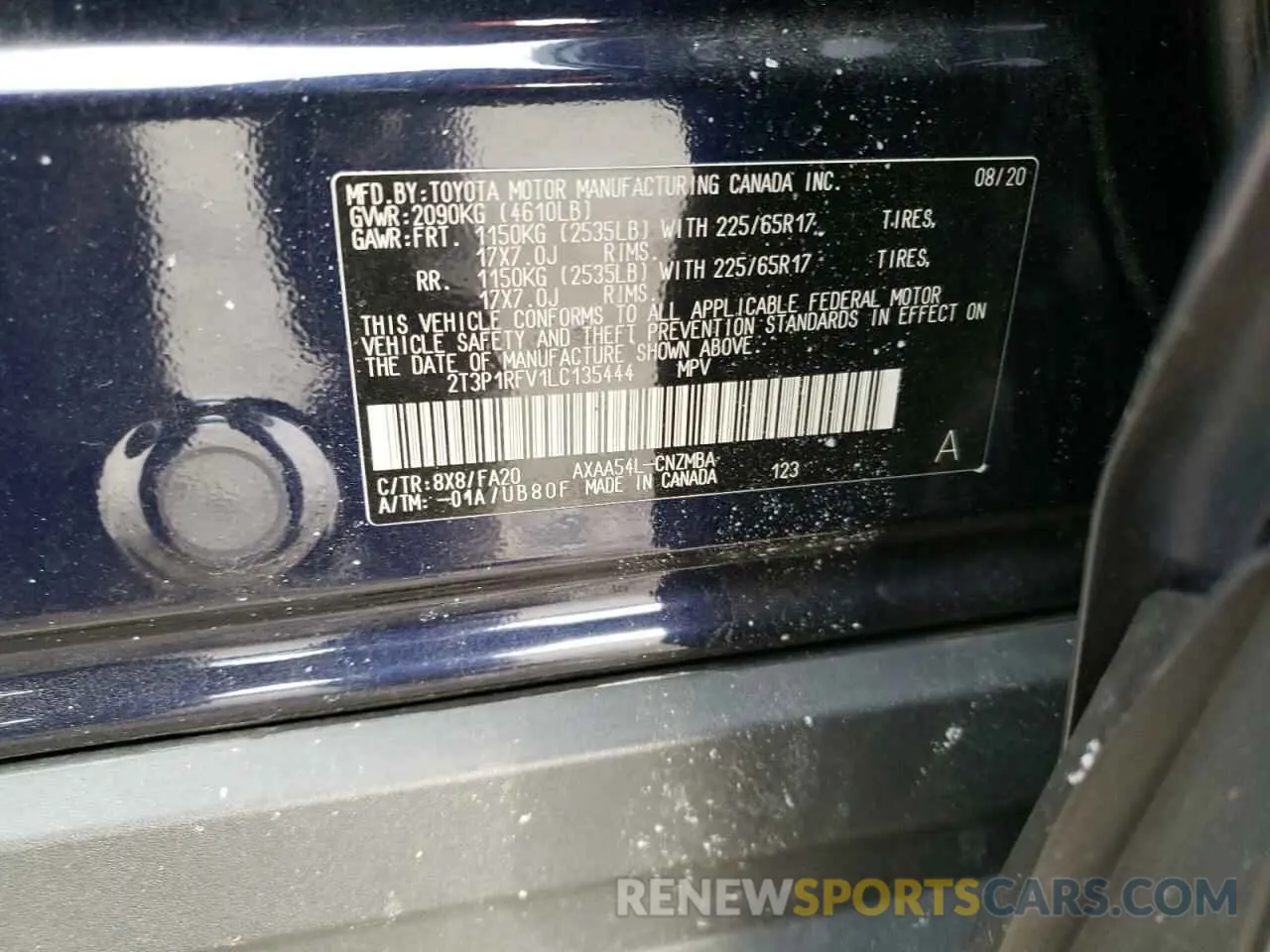 14 Photograph of a damaged car 2T3P1RFV1LC135444 TOYOTA RAV4 2020