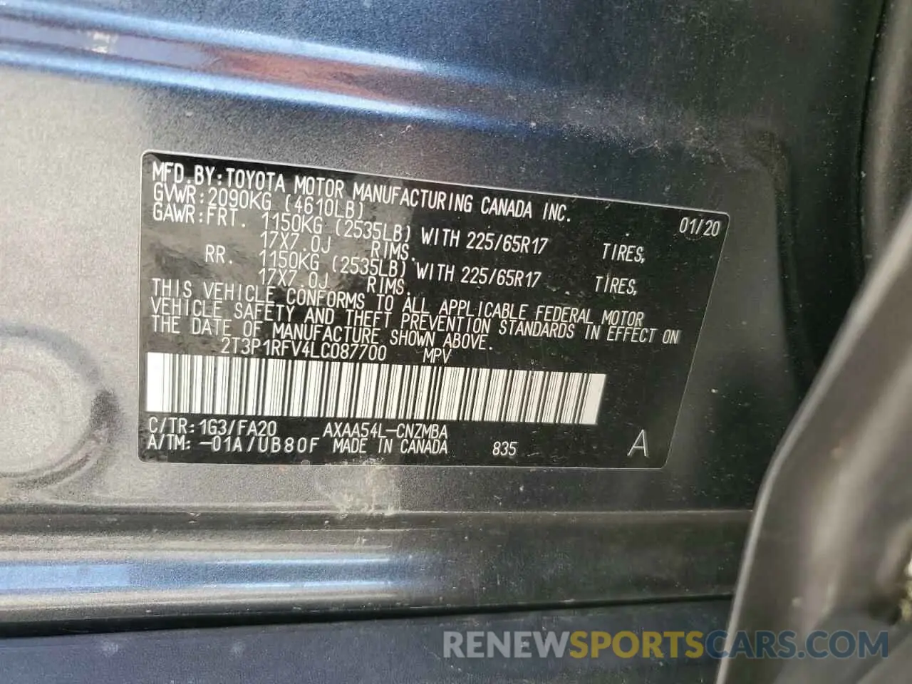 15 Photograph of a damaged car 2T3P1RFV4LC087700 TOYOTA RAV4 2020